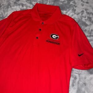 Nike Georgia Bulldogs Red Polo Shirt Men’s XL Powerade Logo Dri-FIT Short Sleeve